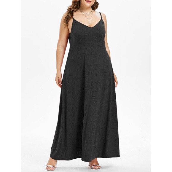 black spaghetti strap dress plus size